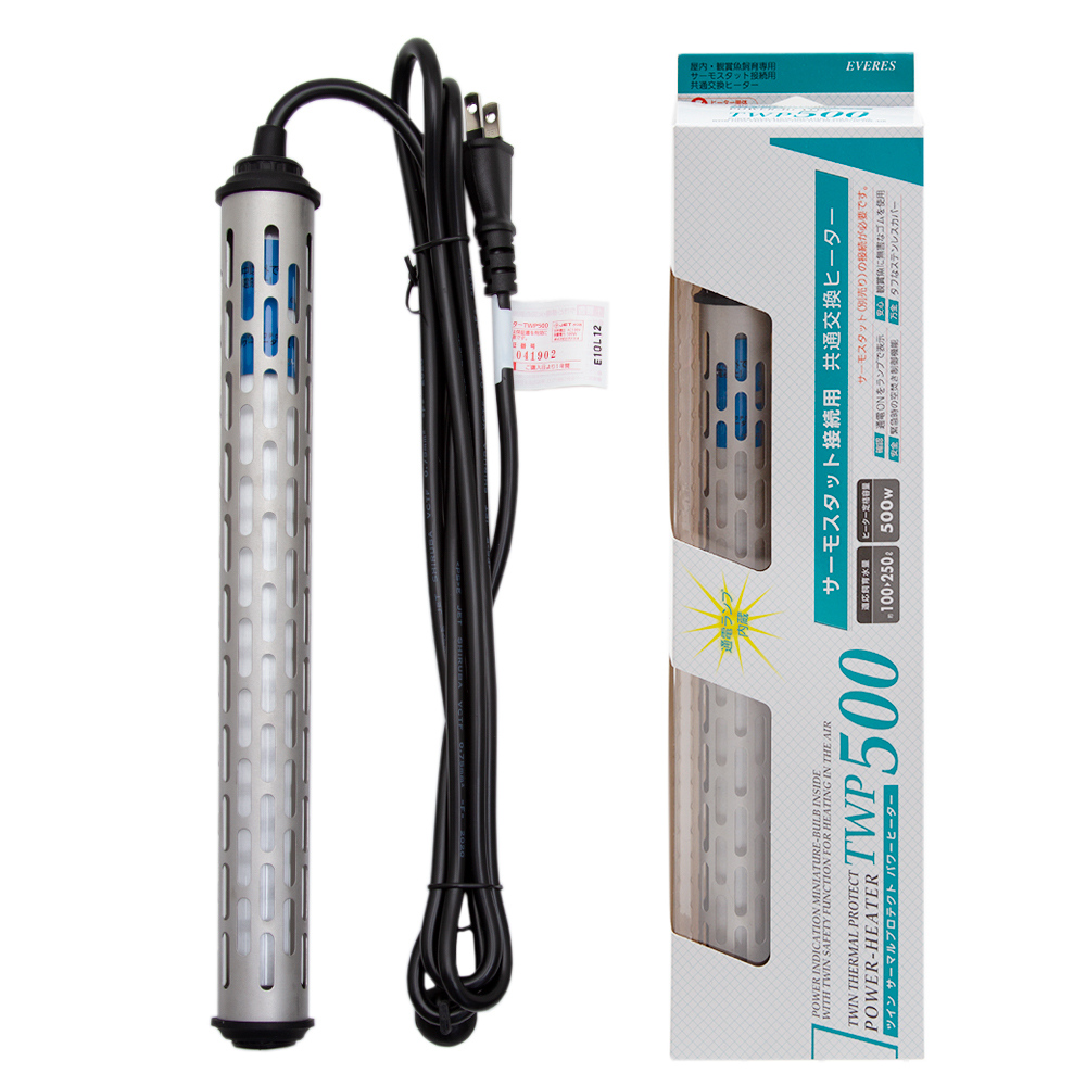 エヴァリス　ツインサーマルプロテクトパワーヒーター　ＴＷＰ５００　９０～ｃｍ水槽　アクアリウム　熱帯魚
