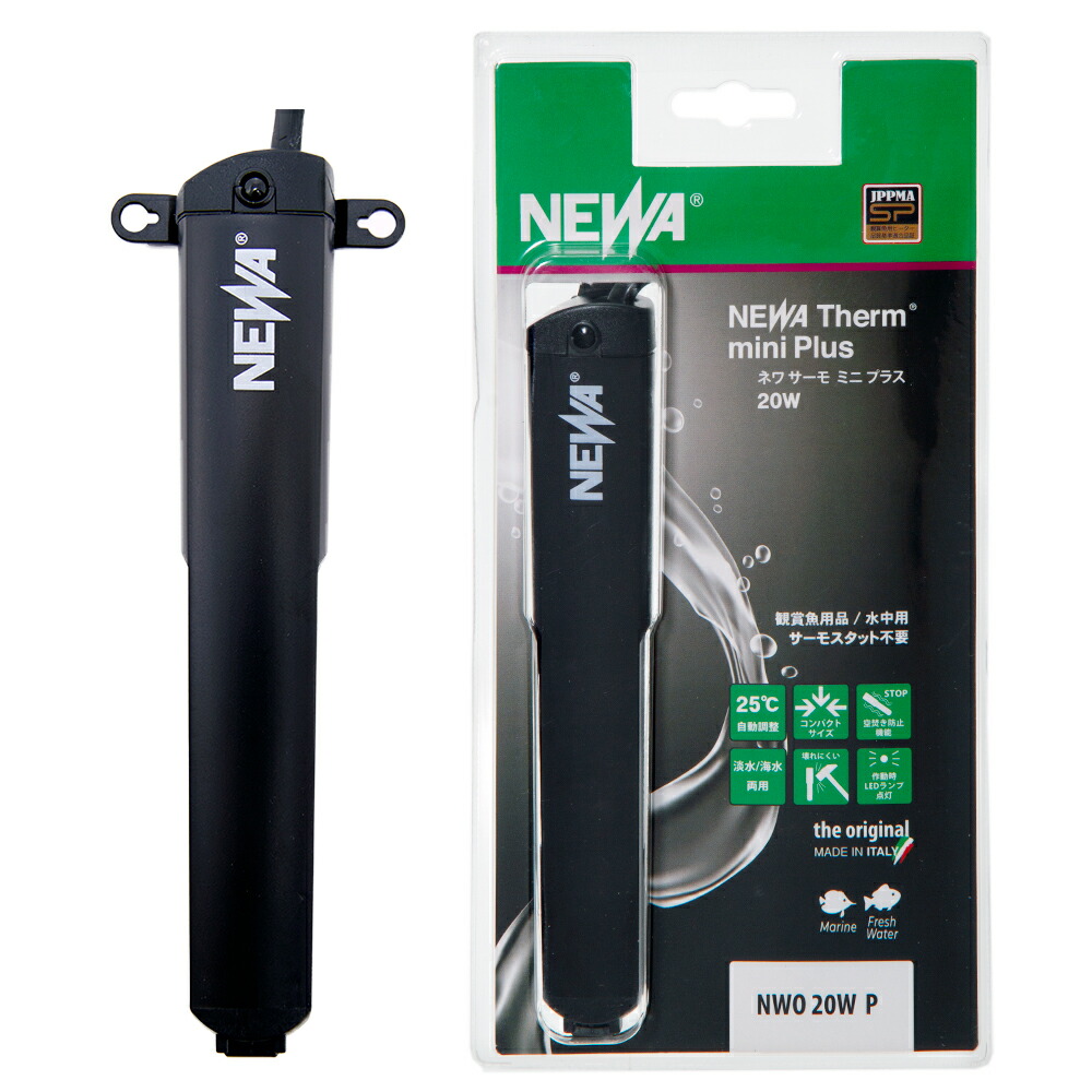 ＮＥＷＡ　サーモミニプラス　２０Ｗ　２５℃固定　～１２Ｌ水槽用　通電確認機能付き　ヒーター　熱帯魚